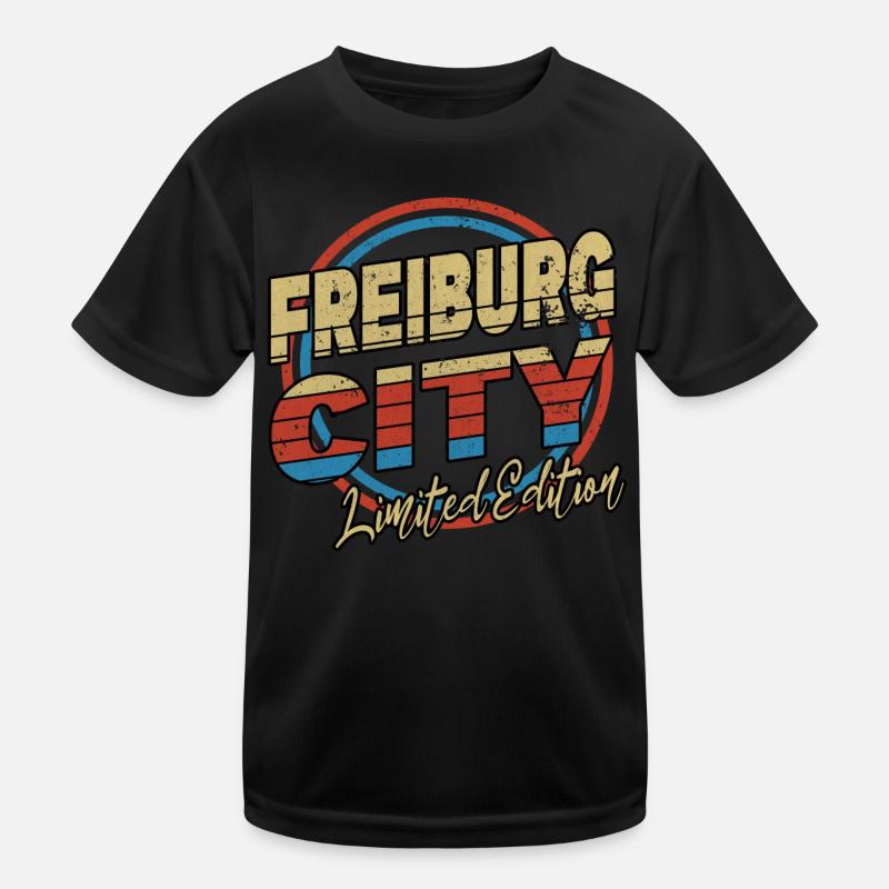 Freiburg Germany City Font 80s style Kids Functional T-Shirt