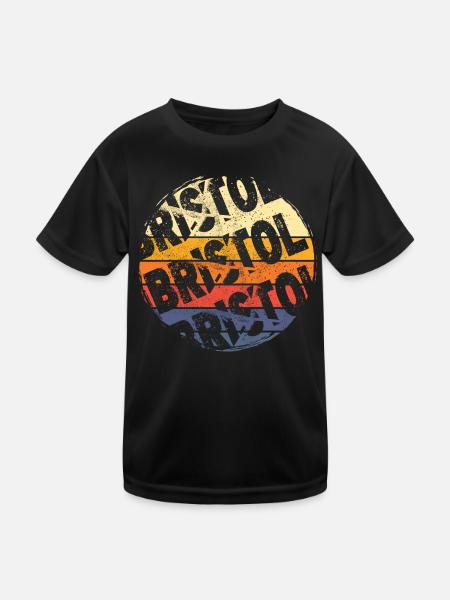 Bristol England UK City Vintage Retro Skyline - Kids Functional T-Shirt - black