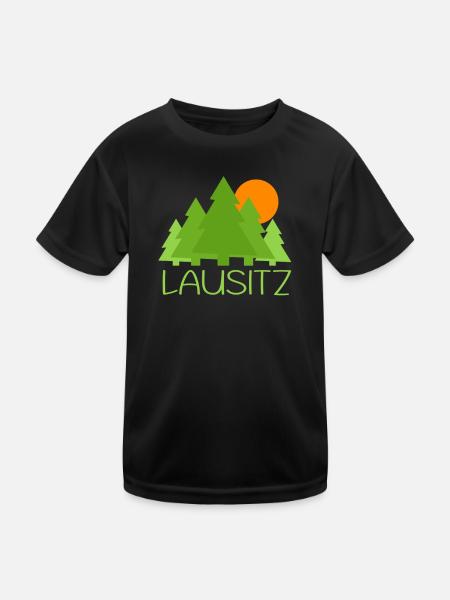 Wald Sonnenuntergang Lausitz - Kinder Funktions-T-Shirt - Schwarz - Vorne