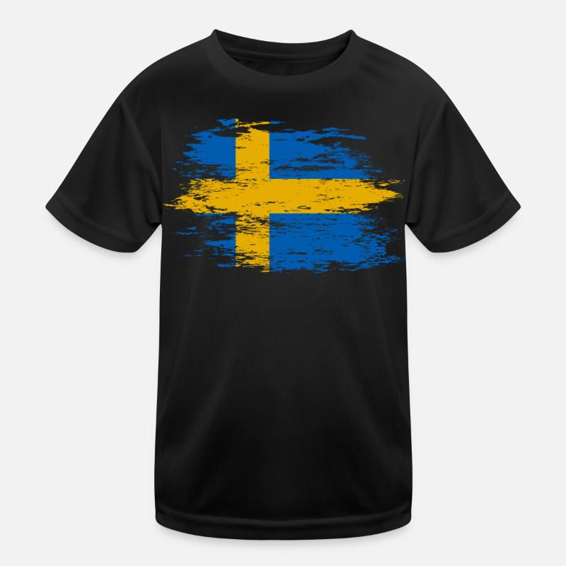 Drapeau de la Suède utilisé T-shirt sport Enfant