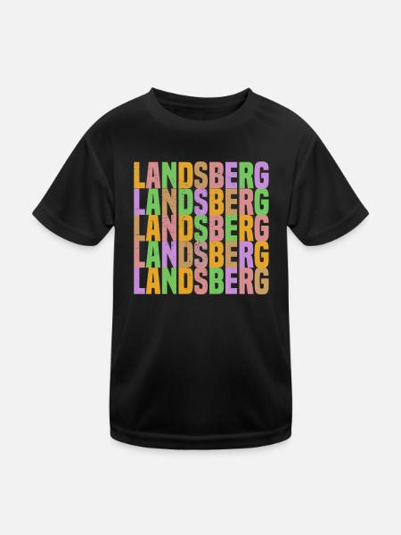 Landsberg Regenbogen - Kinder Funktions-T-Shirt - Schwarz - Vorne
