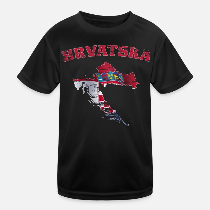 Carte du drapeau croate utilisée T-shirt sport Enfant