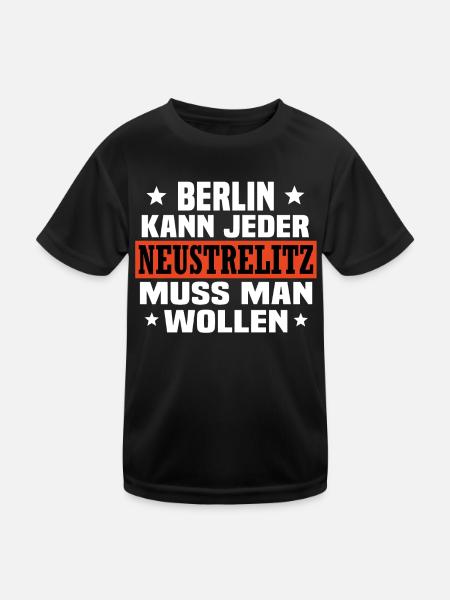 Neustrelitz - Kinder Funktions-T-Shirt - Schwarz - Vorne