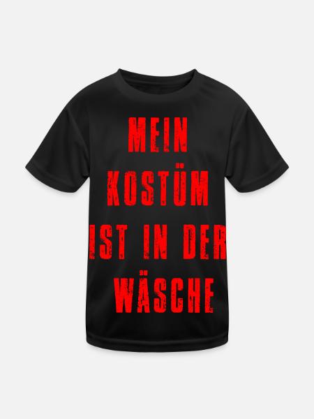 Mein Kostüm ist in der Wäsche Karneval Fasching - Kinder Funktions-T-Shirt - Schwarz - Vorne