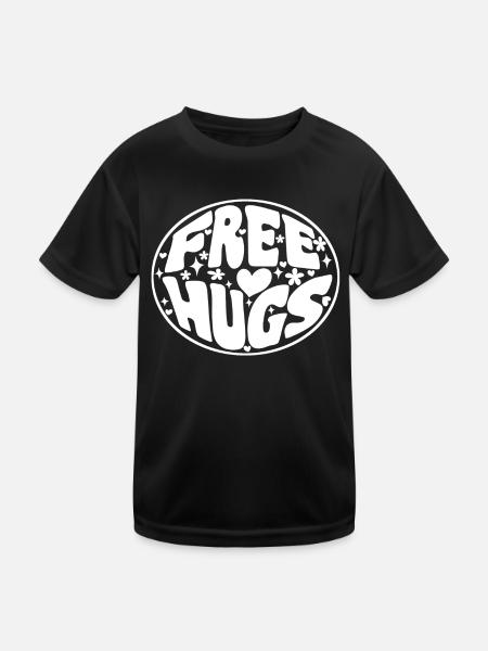 free hugs 70s - Kinder Funktions-T-Shirt - Schwarz - Vorne