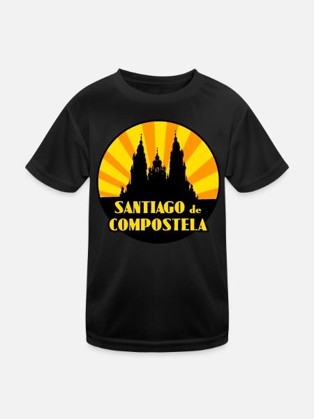 santiago de compostela - Kinder Funktions-T-Shirt - Schwarz - Vorne
