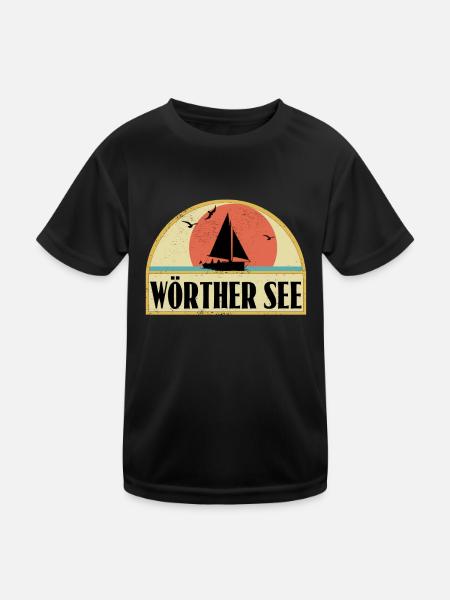 Wörthersee - Kinder Funktions-T-Shirt - Schwarz - Vorne