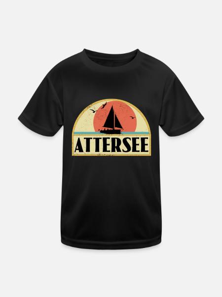 Attersee - Kinder Funktions-T-Shirt - Schwarz - Vorne