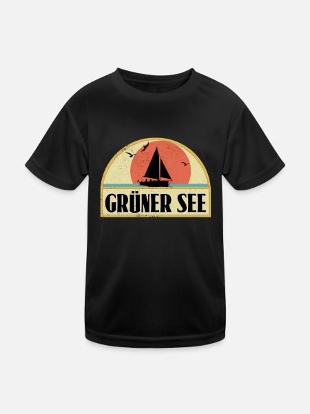 Grüner See - Kinder Funktions-T-Shirt - Schwarz - Vorne