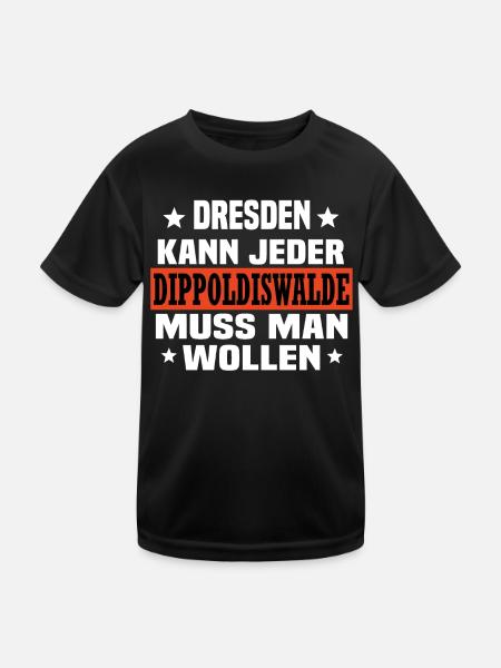 Dippoldiswalde - Kinder Funktions-T-Shirt - Schwarz - Vorne