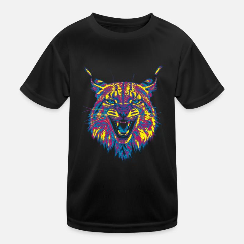 Farbiger Luchs Kinder Funktions-T-Shirt