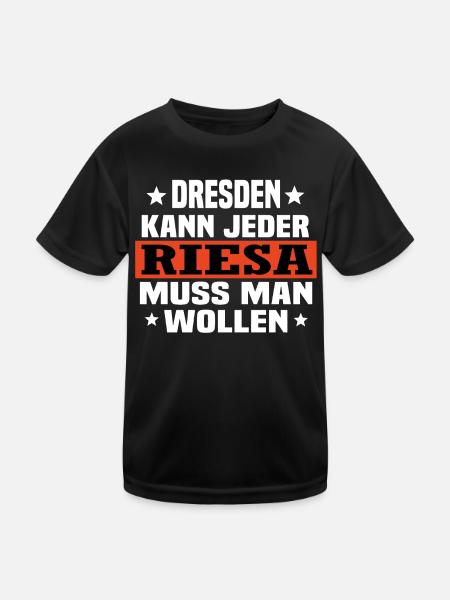 Riesa - Kinder Funktions-T-Shirt - Schwarz - Vorne