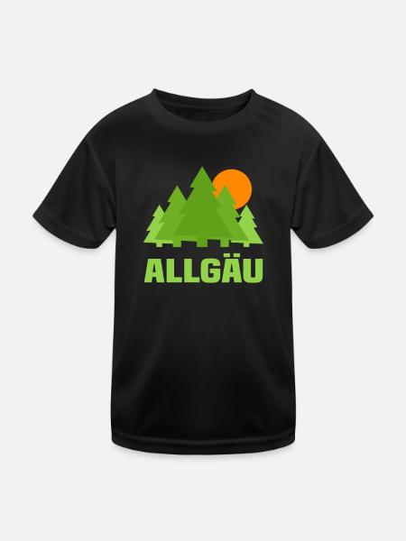 Allgäu - Kinder Funktions-T-Shirt - Schwarz - Vorne
