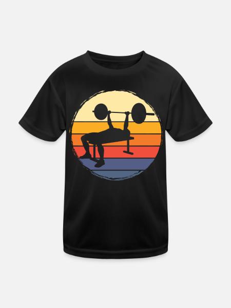 bench press, weightlifting, weight training, fitness, strong - Kids Functional T-Shirt - black - Front