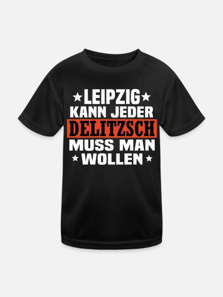 Delitzsch - Kinder Funktions-T-Shirt - Schwarz - Vorne