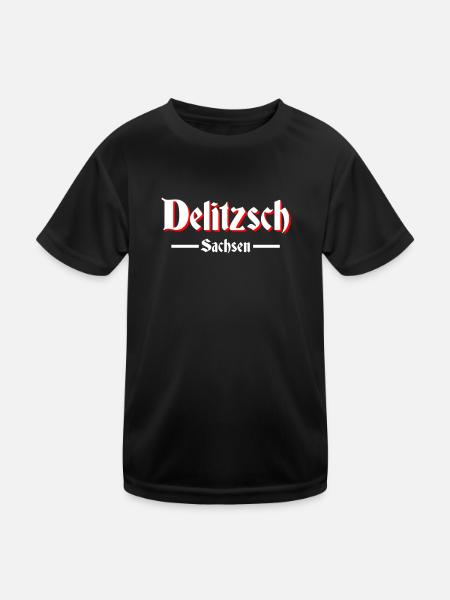 Delitzsch - Kinder Funktions-T-Shirt - Schwarz - Vorne