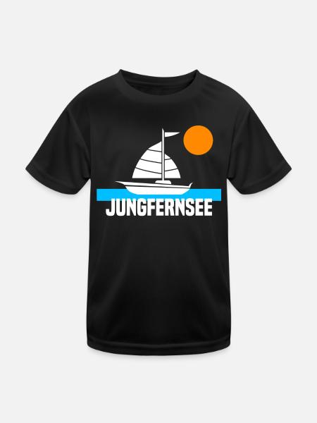 Jungfernsee - Kinder Funktions-T-Shirt - Schwarz - Vorne