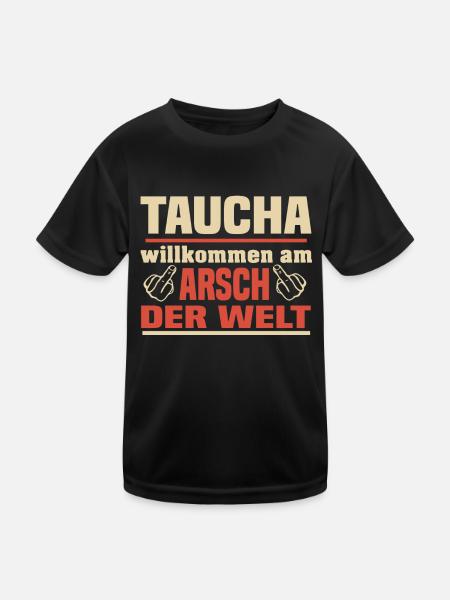 Taucha - Kinder Funktions-T-Shirt - Schwarz - Vorne