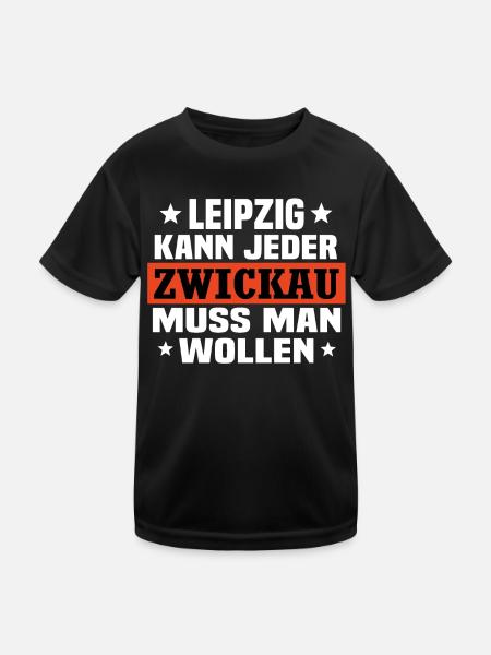 Zwickau - Kinder Funktions-T-Shirt - Schwarz - Vorne