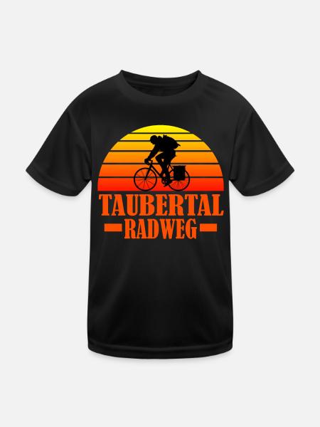 Taubertal Radweg - Kinder Funktions-T-Shirt - Schwarz - Vorne