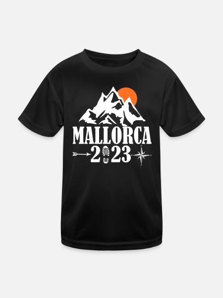 Mallorca 2023 - Kinder Funktions-T-Shirt - Schwarz - Vorne