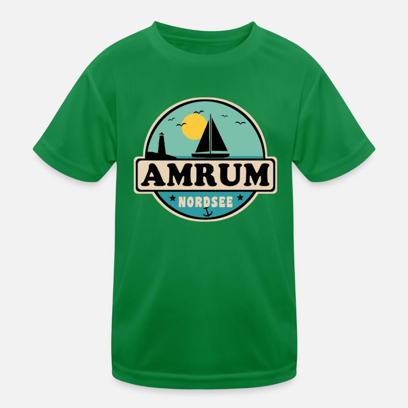 Ostsee Segelboot Leuchtturm Amrum Kinder Funktions-T-Shirt