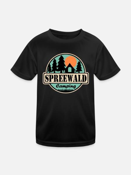 Spreewald Camping - Kinder Funktions-T-Shirt - Schwarz - Vorne