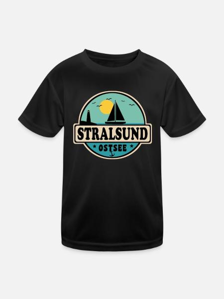 Stralsund - Kinder Funktions-T-Shirt - Schwarz - Vorne