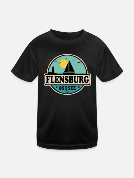 Flensburg - Kinder Funktions-T-Shirt - Schwarz - Vorne