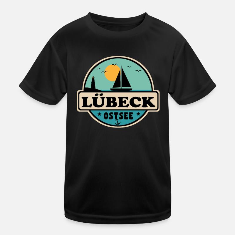 Lübeck - Kinder Funktions-T-Shirt - Schwarz