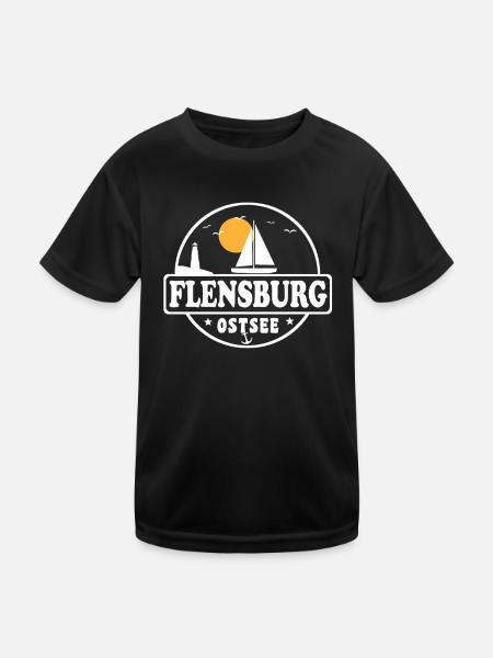 Flensburg - Kinder Funktions-T-Shirt - Schwarz - Vorne