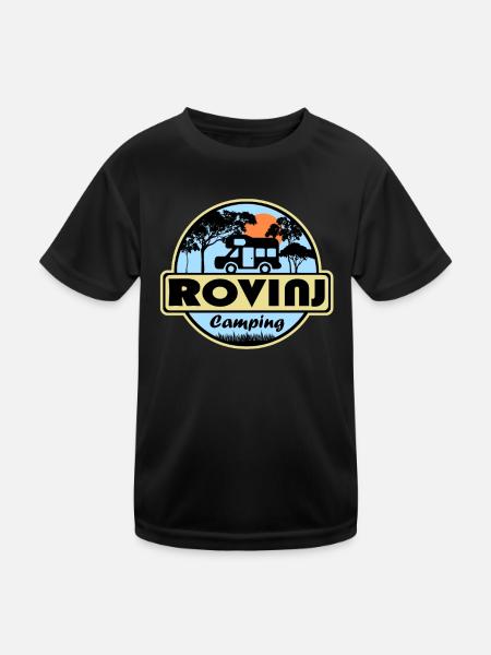 Rovinj Camping - Kinder Funktions-T-Shirt - Schwarz - Vorne