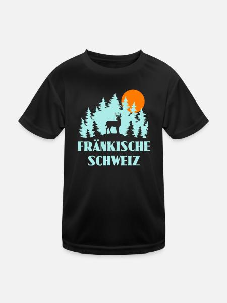 Fränkische Schweiz - Kinder Funktions-T-Shirt - Schwarz - Vorne