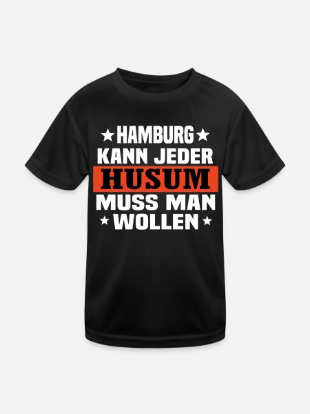 Husum - Kinder Funktions-T-Shirt - Schwarz - Vorne