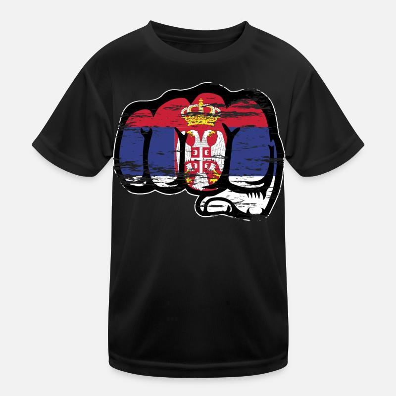 Icône de poing du drapeau de la Serbie utilisée T-shirt sport Enfant