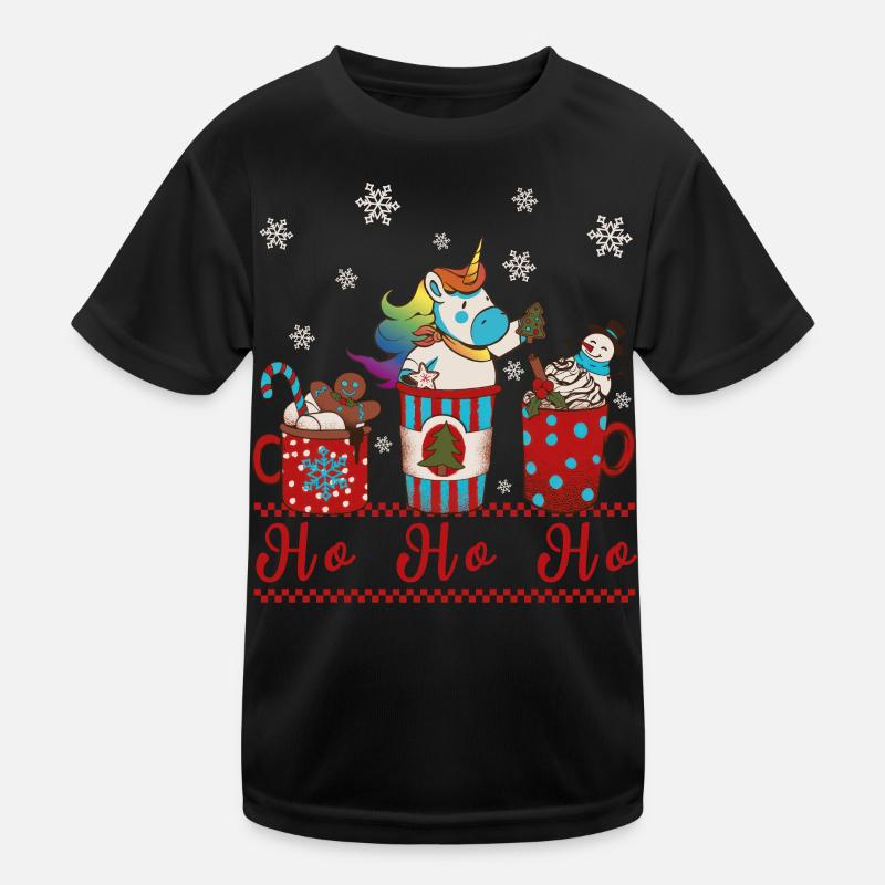 Einhorn Weihnachten Kakao hohoho Weihnachtsmann Kinder Funktions-T-Shirt