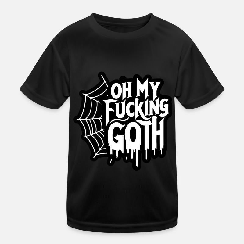 Edgy Gothic Slogan Tee - Bold Statement Spiderweb Kids Functional T-Shirt