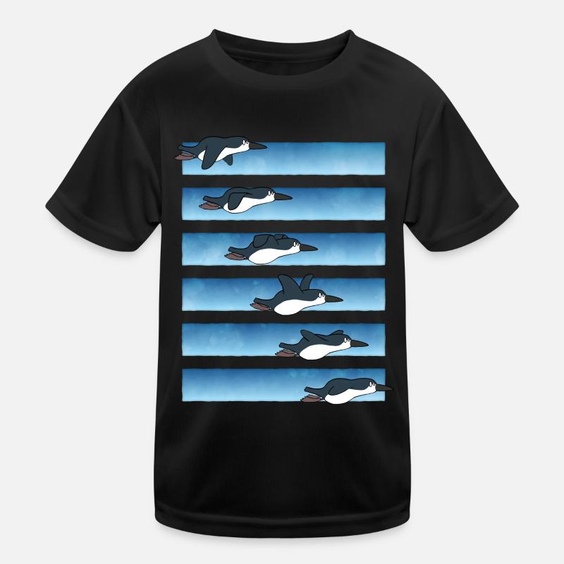 Animierter, fliegender Pinguin Kinder Funktions-T-Shirt