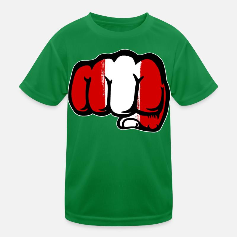 Pérou drapeau poing main T-shirt sport Enfant