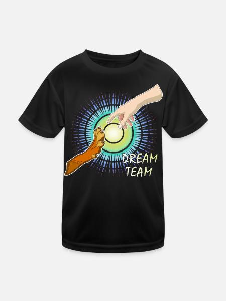 Hundepfote Menschenarm Dream Team - Kinder Funktions-T-Shirt - Schwarz - Vorne