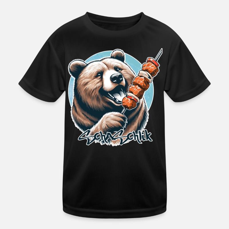 Schaschlik Fleischspieß Bär Geschenk - Kinder Funktions-T-Shirt - Schwarz