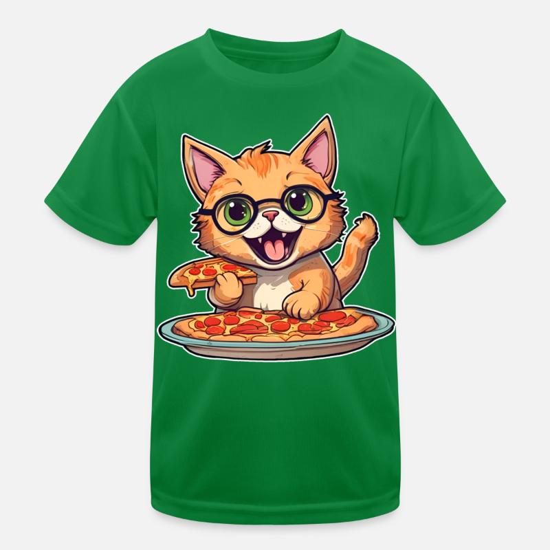 Le chat adore la pizza T-shirt sport Enfant