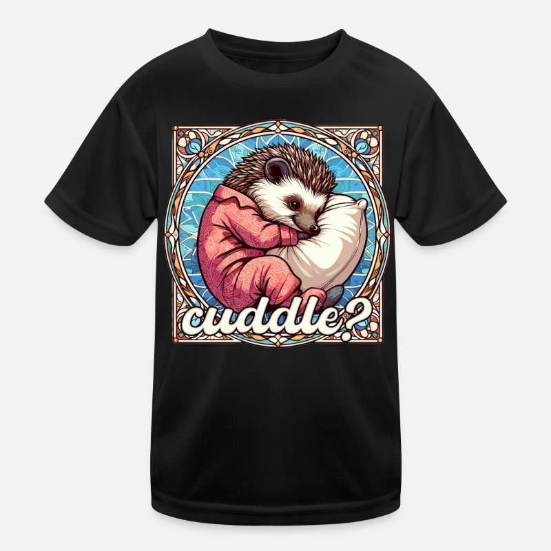 Hedgehog Cuddle Cuddly Pillow Gift Kids Functional T-Shirt