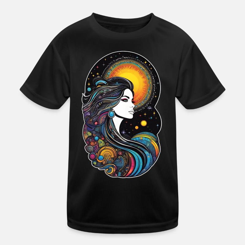 Kosmische Göttin der Schöpfung - Kinder Funktions-T-Shirt - Schwarz