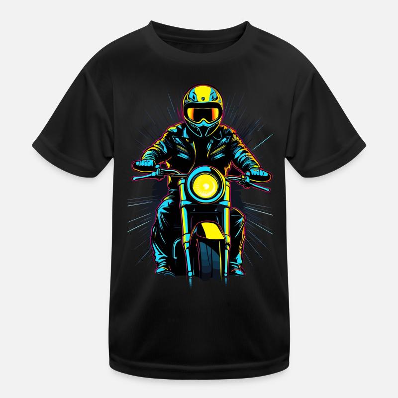 Motard néon sur moto T-shirt sport Enfant
