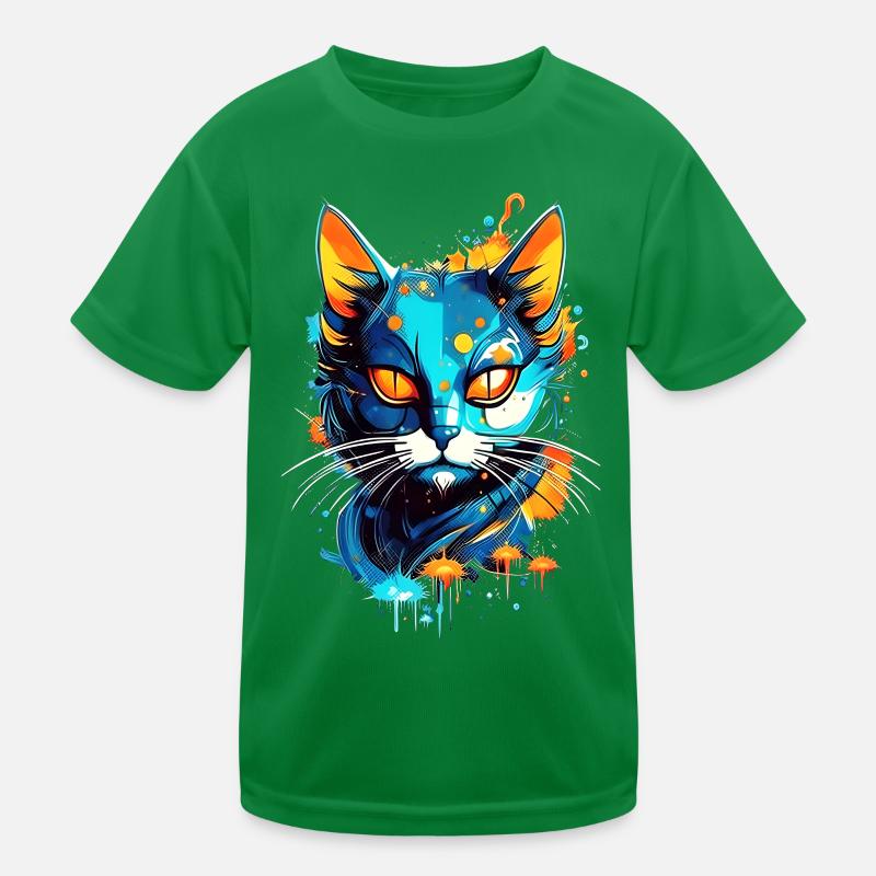 Bunte kosmische Katze Kinder Funktions-T-Shirt