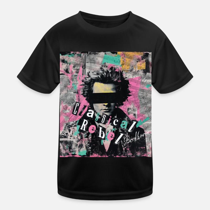 Beethoven Classique rebelle Punk Art Collage T-shirt sport Enfant