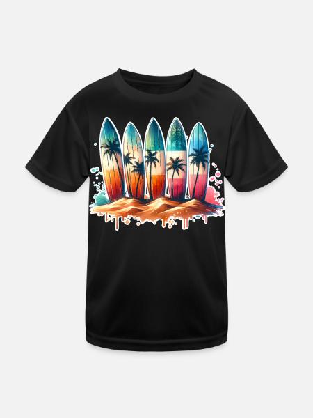 Surfen Surfer - Kinder Funktions-T-Shirt - Schwarz - Vorne
