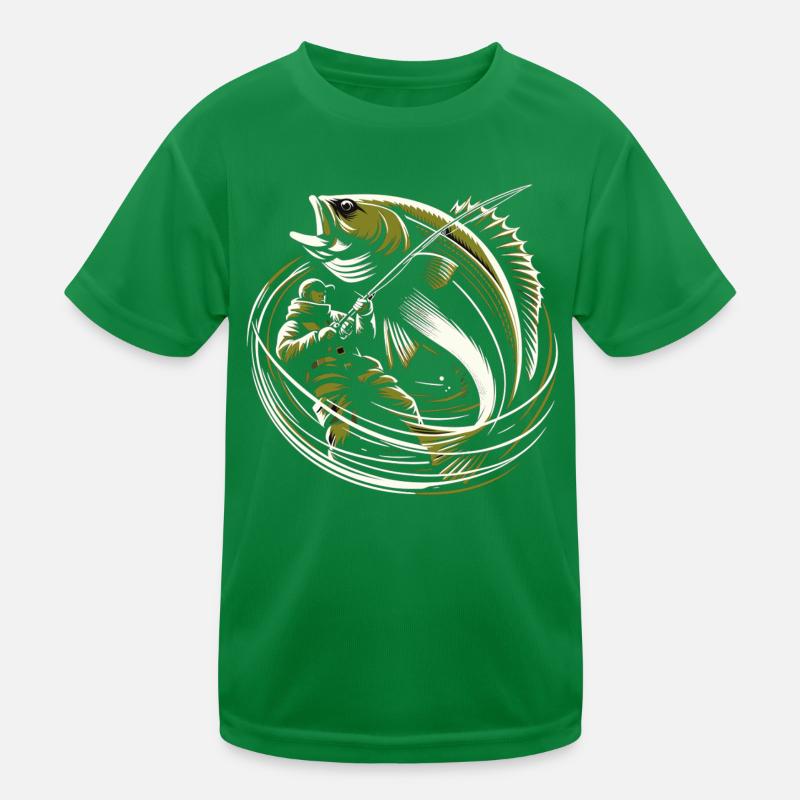 Pêche Pêcheur Morue Poisson Géant Vert Olive Cadeau T-shirt sport Enfant