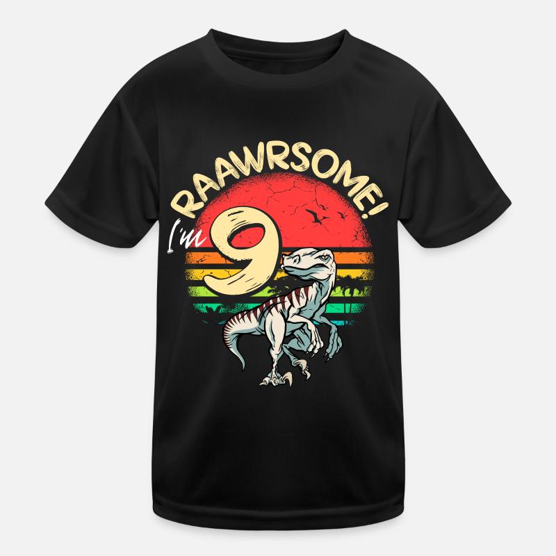 Utahraptor Dinosaurier 9 Jahre Geburtstag Dino Kinder Funktions-T-Shirt